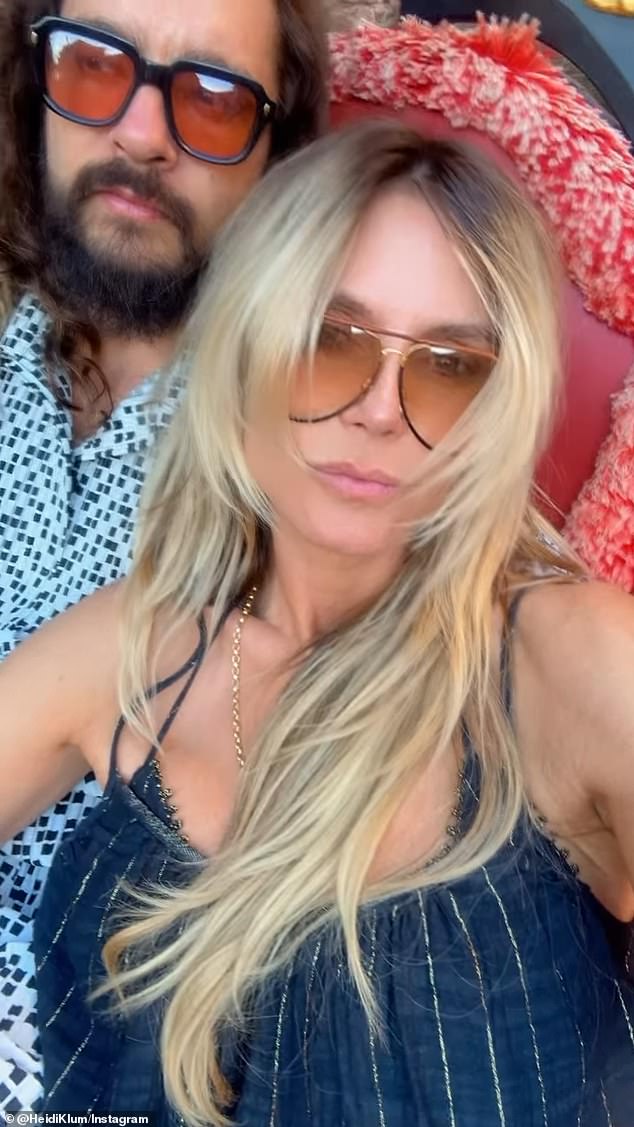 Klum shared a short video of their ride through Venice, while she was seen kissing her husband, writing 'VENICE' alongside the post