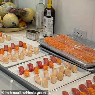 Althof also shared photos of bowls of sushi