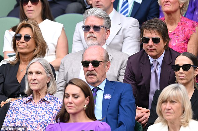 The retired tennis star, 43, attended the match with his wife Bec, 40, and sat in the Royal Box next to the Princess of Wales