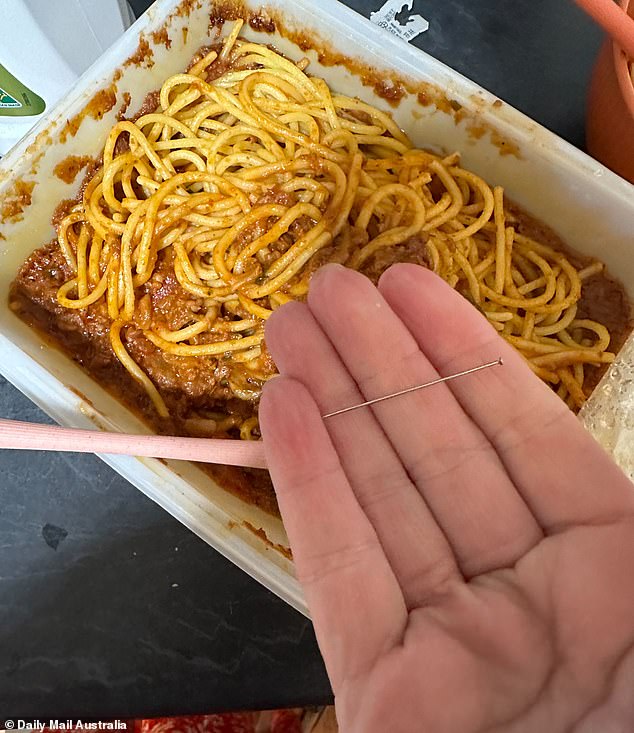 A young mother is furious after finding a large pin in her family's ready meal