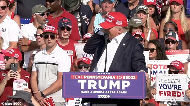 Donald Trump's right ear was hit by a bullet fired by Thomas Matthew Crooks during a rally in Butler, Pennsylvania, on Saturday.