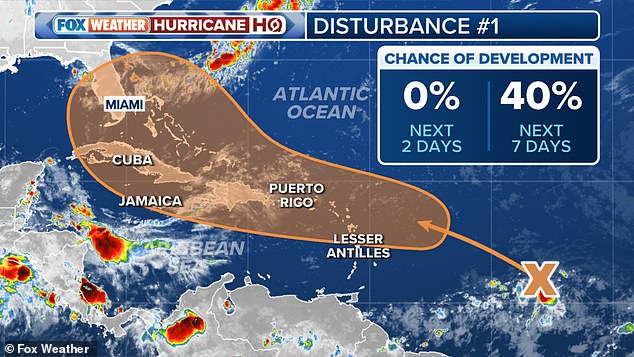 The chance of the low pressure becoming a storm has increased from 10 to 40% in two days