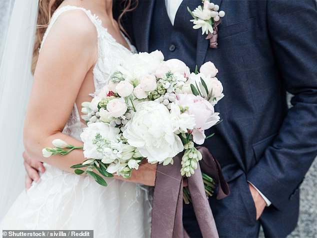 A bride and groom who had a black tie wedding sent invitations via text message