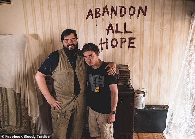 In between his acting roles, Braddy has worked as a bartender and applied for jobs at Airtasker, making furniture or assembling things from Ikea (he's pictured left in Bloody Tradies with director Andy Burkitt, who also directed The Organist).