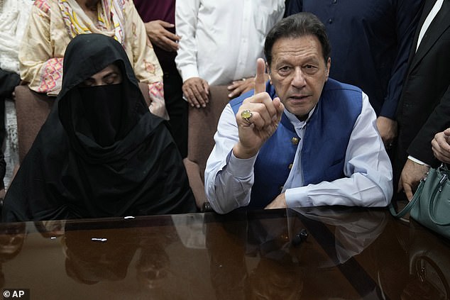 Pakistan's former prime minister and his wife Bushra Bibi (pictured together in 2023) were sentenced to seven years in prison after a court ruled they violated the law that requires a woman to wait three months before remarrying.