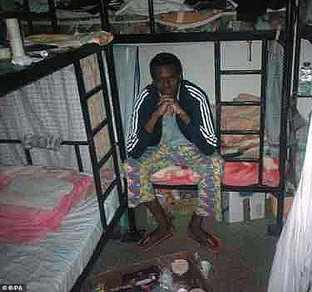 Karl Williams claims he saw men being torn apart by inmates with knives, while others were forcibly infected with HIV during his time in Dubai's hellish prison. Here he is pictured in his cell during the horrific ordeal