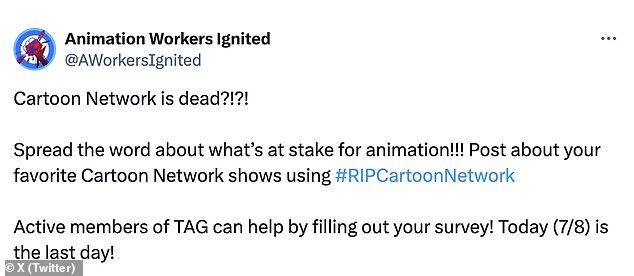 Animation Workers Ignited, which is ostensibly affiliated with the animators' union, took to X to raise awareness about issues in the animation industry, asking its followers to 