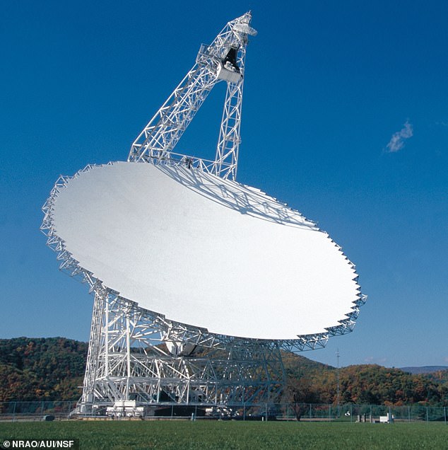 Professor Greaves and colleagues discovered ammonia there using the Green Bank telescope in West Virginia (pictured)