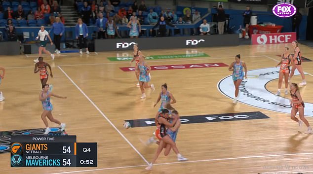 A huge collision occurred during the Melbourne Mavericks game on Saturday