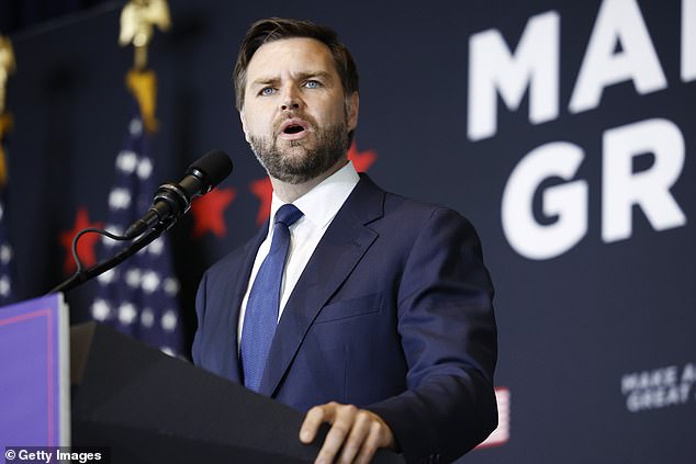 Donald Trump's running mate, Senator J.D. Vance, spoke at a fundraising event on Wednesday. He will deliver a prime-time address later in the day as the campaign introduces him to the nation