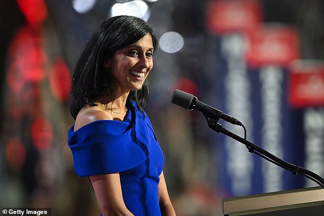 Usha Vance appeared on stage to introduce her husband to the convention. 