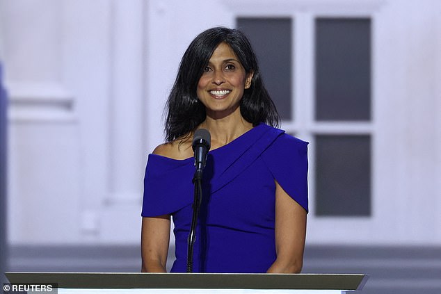 Usha Vance takes the stage at the convention to introduce her husband JD Vance before he accepts the Republican nomination for vice president