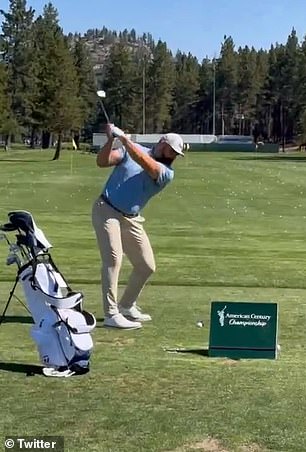 On Wednesday, footage of the retired Philadelphia Eagles center's session at the Edgewood Tahoe South driving range was posted on X, with fans comparing his swing to that of Joe Biden.