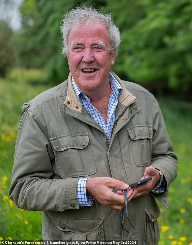 Clarkson, 64, (pictured) has strategically placed 11 beehives behind a five-foot-high hedge at the bottom of a lane leading to his Cotswolds farm