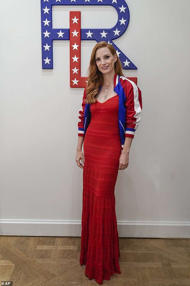 Jessica Chastain was among the stars who attended the exclusive Ralph Lauren event in Paris on Saturday night