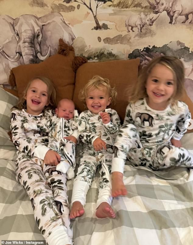 Joe Wicks shared a series of adorable snaps with his four children (Indie, five, Marley, four, and Leni, 21 months) as he thanked fans for their support on Instagram after revealing his newborn baby's controversial name earlier this week