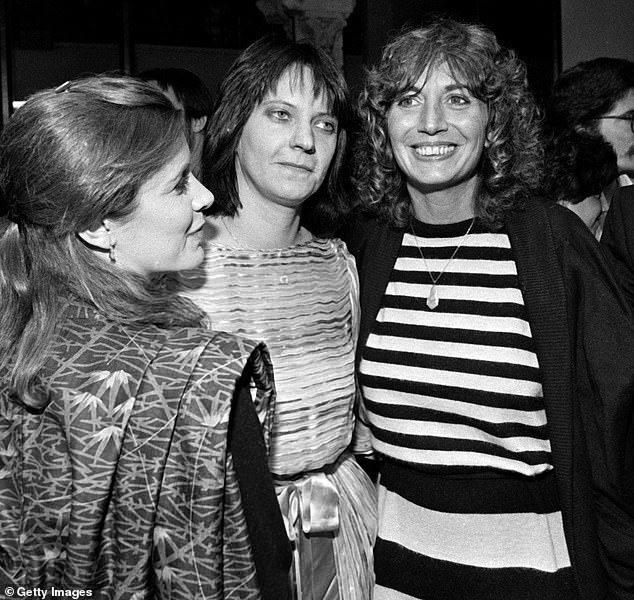 : Actress Carrie Fisher (left), Penny Marshall (right) and Judy Belushi attend a screening of 'The Second City' to raise money for the John Belushi Scholarship Fund, April 18, 1983