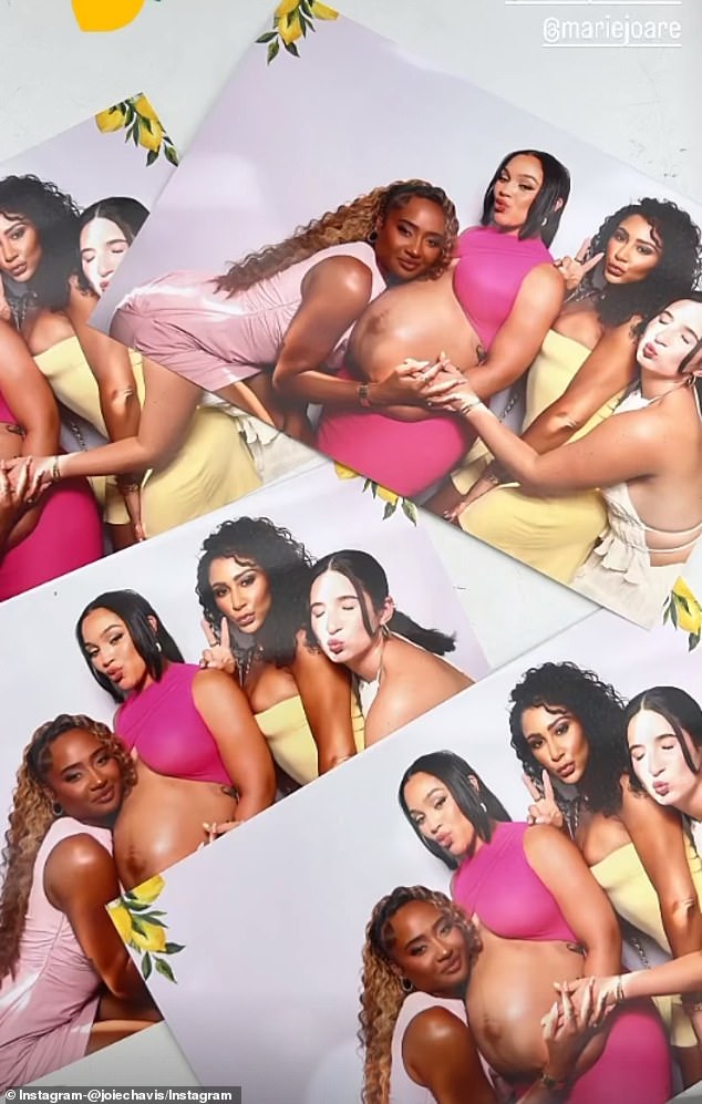 Chavis posed with her girlfriends at the baby shower, sharing it with her followers