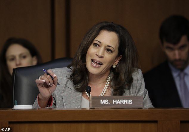 Then-Senator Kamala Harris, D-Calif., speaks before the Senate on Capitol Hill