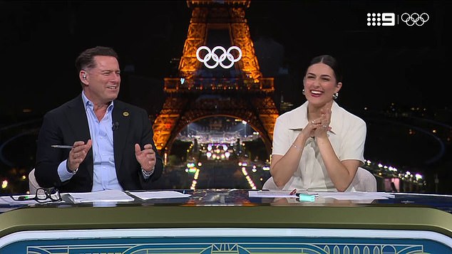 Karl Stefanovic was amused after Kaylee McKeown swore during a live interview after winning gold again in a thrilling 100m backstroke final at the Paris Olympics