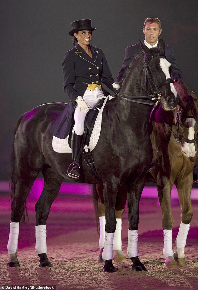 Katie Price with Andrew Gould, her dressage trainer, at the Horse of the Year Show in 2008