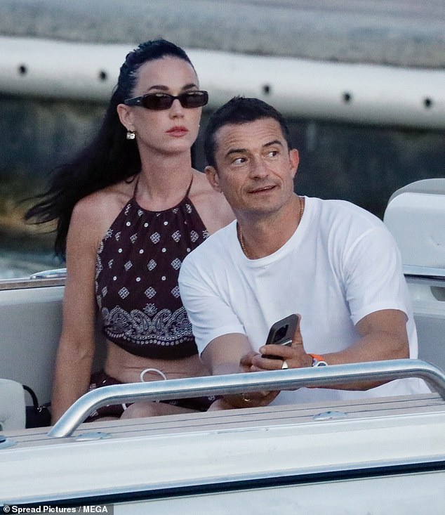 Katy Perry and her fiancé Orlando Bloom were spotted enjoying a boat trip in St. Tropez on Monday