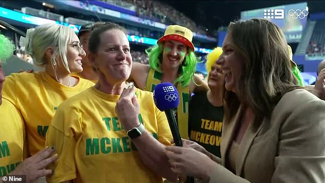 McKeown's brother Lachlan (third from left) said his elated mother Sharon (second from left) nearly 