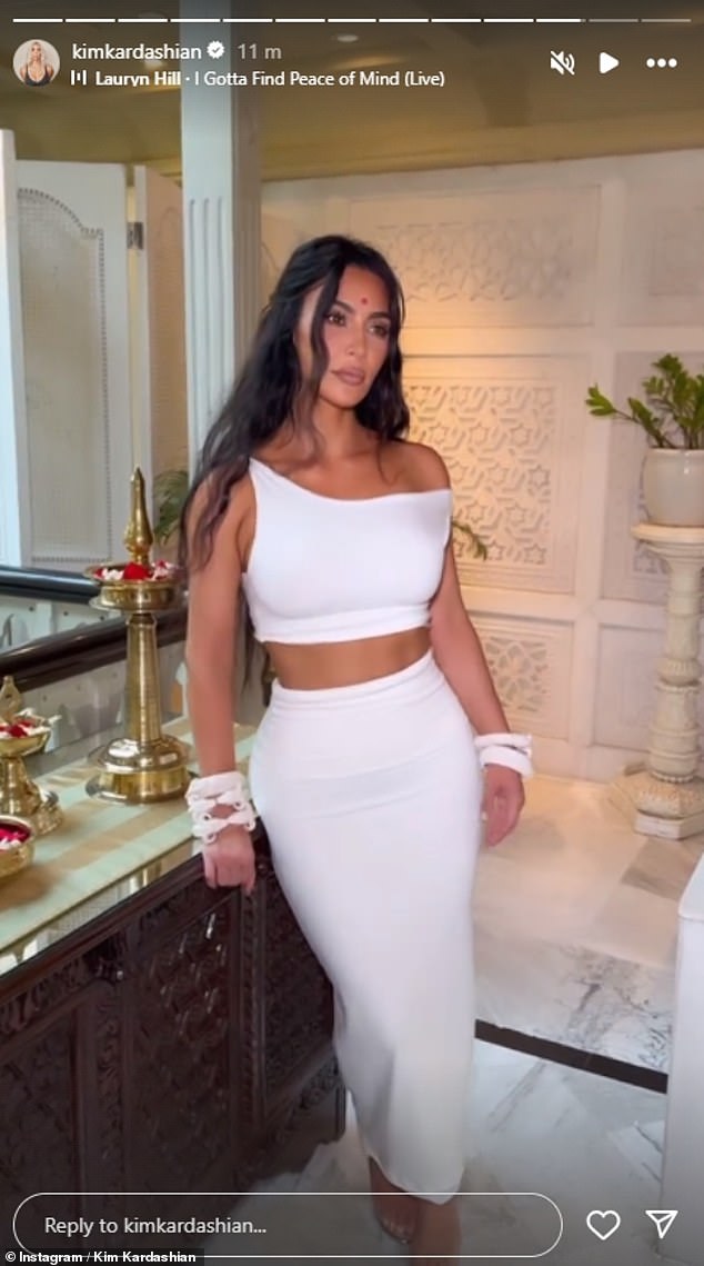 Kim Kardashian made the bold move of stepping out in a white bridal ensemble as she and Khloe joined the star-studded list of the most extravagant weddings in Indian history on Friday