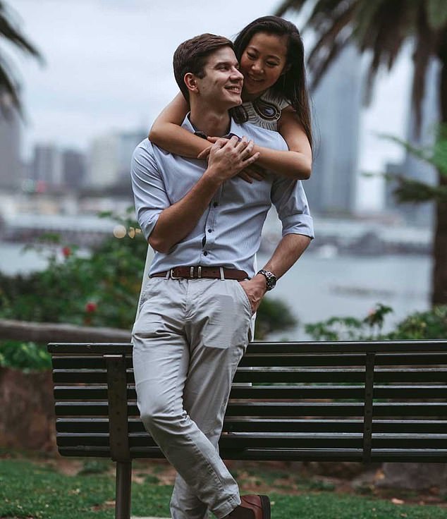 Rachel and Steven (pictured) had just days to arrange a new venue for their wedding reception after finding out their booking at Kirribilli Club on July 13 was cancelled.