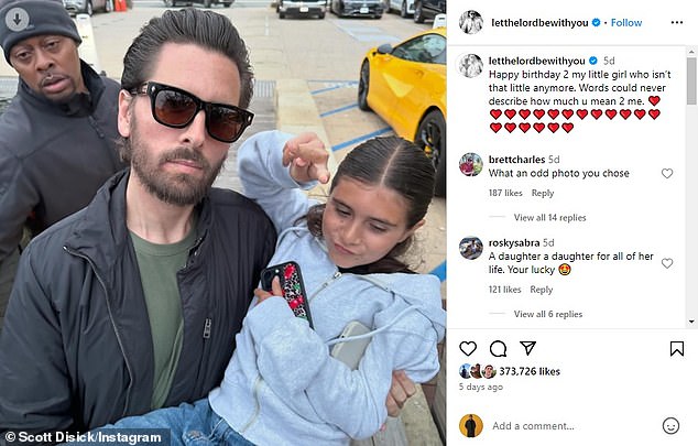 Scott Disick, the baby daddy of the Lemme co-founder, posted a photo of father and daughter with the caption: 'Happy birthday [to] my little girl who is not so little anymore. Words can never describe how much [you] mean [to] me'