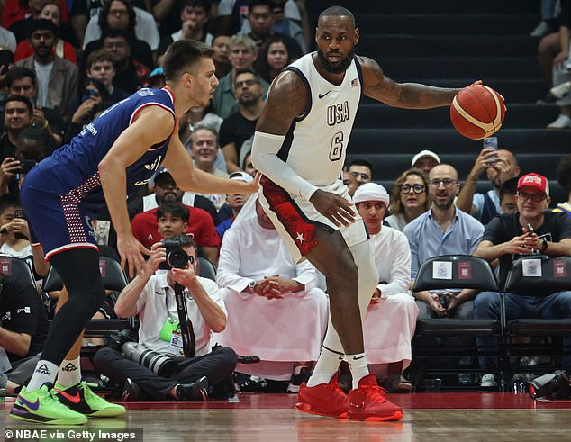 LeBron James, 39, had 11 points in the U.S.'s 105-74 win over Serbia in Abu Dhabi on Thursday