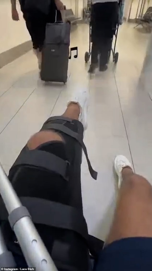 The 25-year-old reality star left fans worried after sharing a short clip on his Instagram Stories that showed him being pushed around in a wheelchair