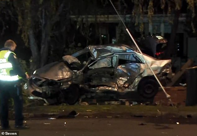 A black SUV collided with a silver sedan (pictured) at the intersection of Warrigal Road and Highbury Road in Burwood, in central Melbourne, on Tuesday around 7pm