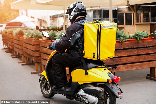 The driver collected most of his penalty points on a stolen black Yamaha scooter (stock photo of a food delivery person)