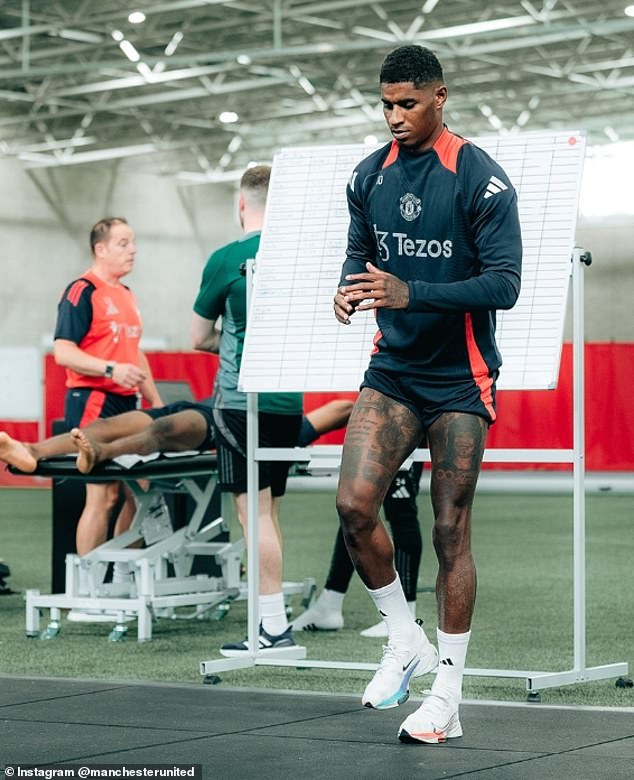 Marcus Rashford returned to Carrington on Monday for the first day of pre-season training