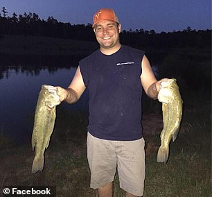 Chase Sharkey, 36, (pictured) was operating a 25-foot pontoon boat when it collided with Thuy Gustin's Sea Fox boat in the Tickfaw River near Kings Point on Sunday