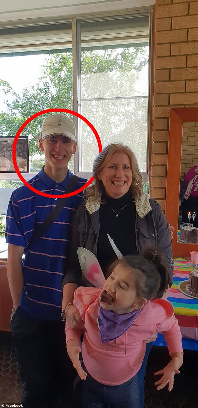 Chris Carrig (circled) was arrested along with his mother Jennifer and younger sister Ella, along with his friend Taylor Bayly, 20, at the house a week before Jennifer and Ella's bodies were found at the Marsfield home.