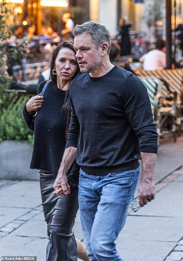 Matt Damon and his wife Luciana put on a loving show as they explored Copenhagen hand-in-hand on Tuesday