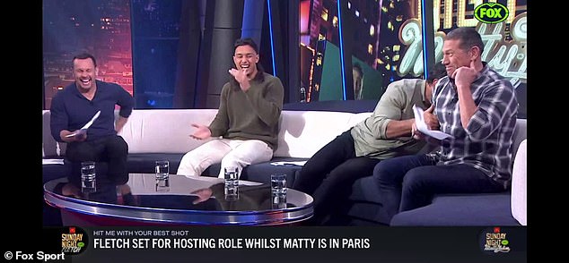 The panel of The Sunday Night with Matty Johns were in stitches after they played the clip of Shirvington completely messing up his lines