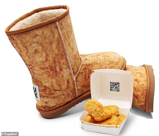 Starting Wednesday, July 17, fans can get their hands on limited edition McDonald's 'Nuggies' Ugg boots for free (pictured)