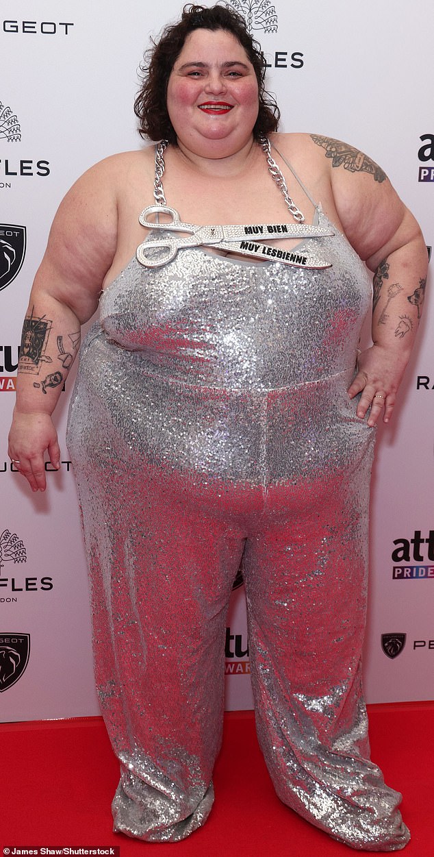 DJ Barbara Butch, who was at the centre of a controversial performance at the Paris 2024 opening ceremony, said the scene was created to 'celebrate love' (pictured at the Attitude Pride Awards in London in June 2024)