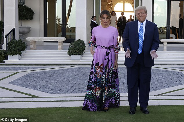 Donald and Melania Trump at a fundraiser in Plam Beach in April