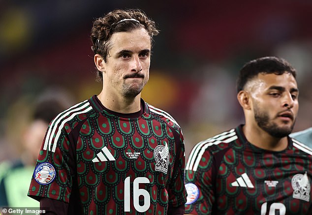 Mexico's Jordi Cortizo looks dejected after the team was eliminated from the Copa America