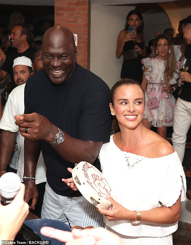 Michael Jordan and his wife Yvette Prieto were all smiles as they visited a nightclub in Capri