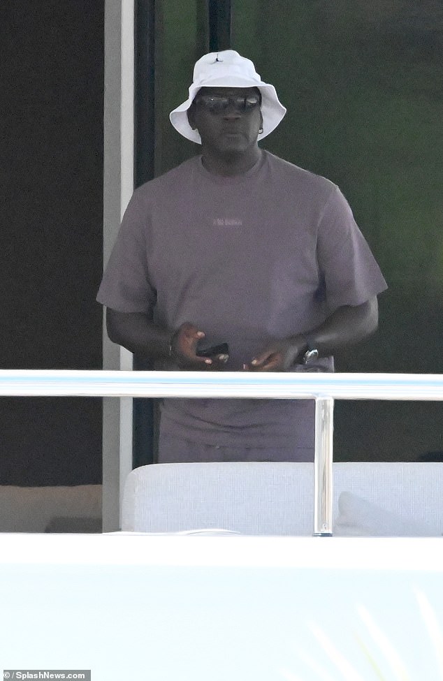 Michael Jordan was spotted on his superyacht in Barcelona during a Mediterranean holiday