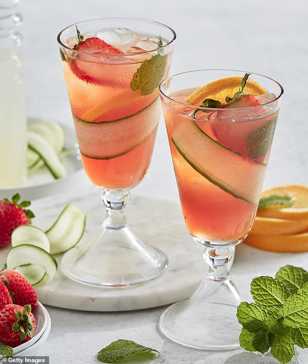 A frozen Pimm's Cup is made with berries, cucumbers, mint and gin-based liqueur (stock image)