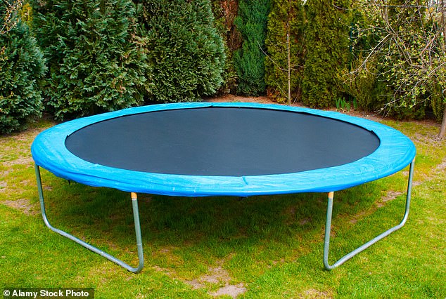 The woman said neither of her twins are very athletic, so she encourages them to be physically active by jumping on the trampoline