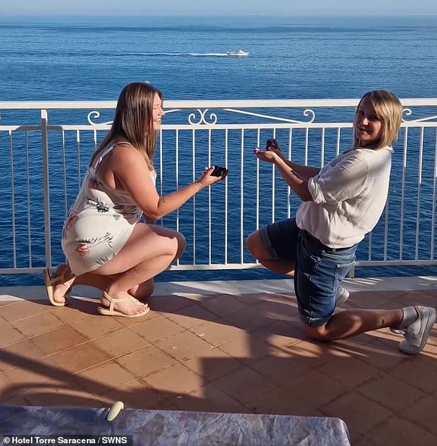 In May, Shanice Rawlins (pictured left) and Nicola Hackworthy (pictured right) set off on their idyllic getaway to Praiano, having no idea they would be proposing.