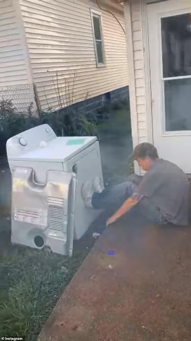 Video footage has captured a man's terrifying brush with death when he performed a foolish fireworks stunt that went horribly wrong - nearly blowing him apart