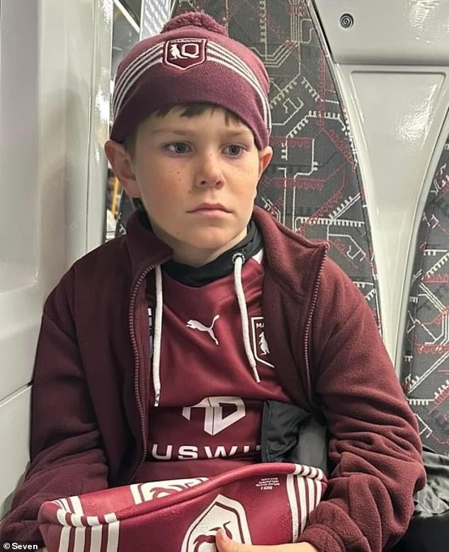 An 11-year-old football fan (pictured) and his mother were left devastated on Wednesday after their Origin tickets were resold without her permission